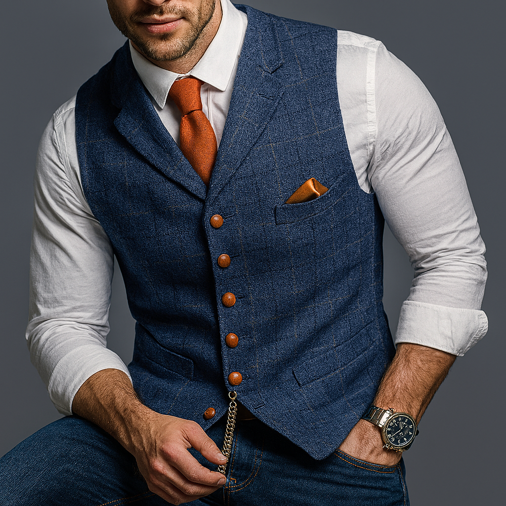 Klassische formelle Weste mit Revers und Knopfverschluss