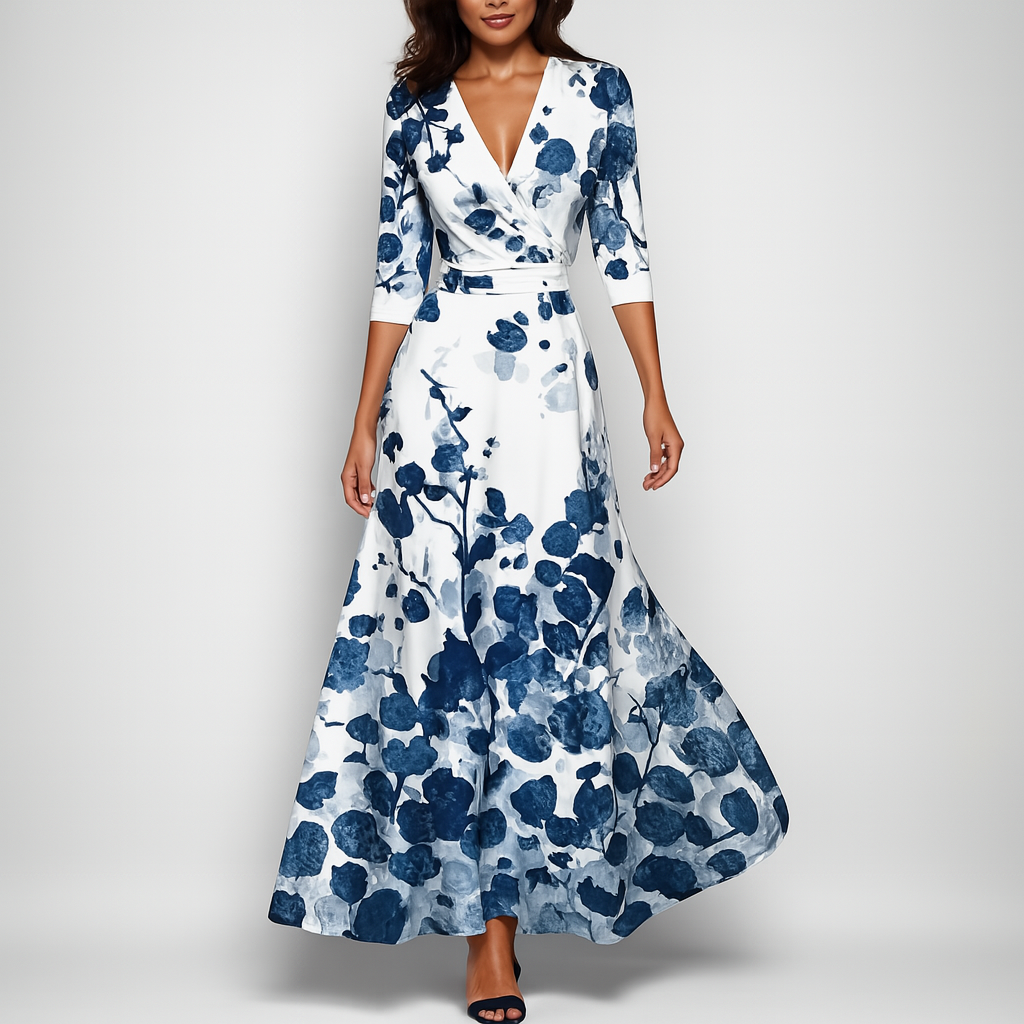 Sommerliches Bohemian Maxikleid mit V-Ausschnitt