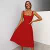 Ärmelloses A-Linien-Midikleid mit quadratischem Ausschnitt