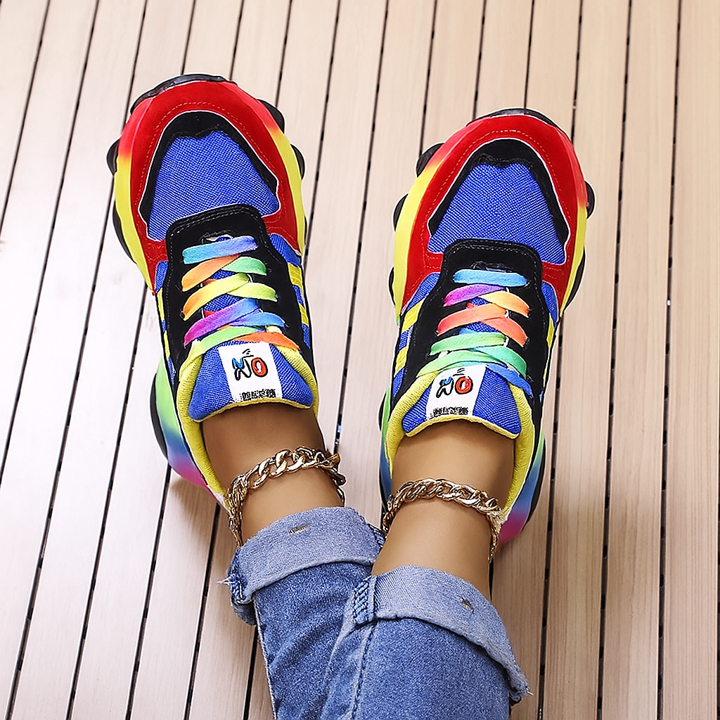 Bunte lässige Plateau-Sneaker