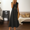 Fließendes Maxikleid in A-Linie mit Knopfleiste