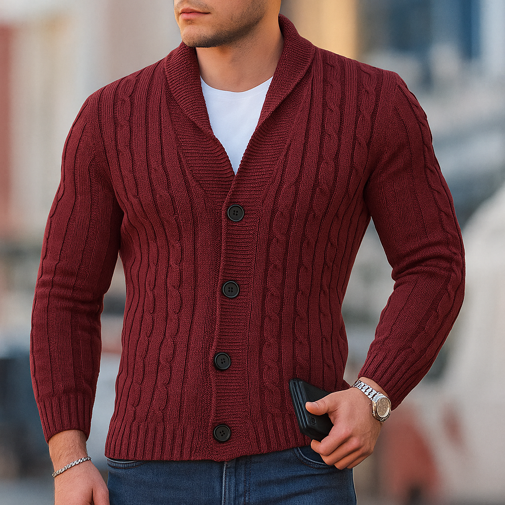 Warmer, klassischer Herren-Strickcardigan