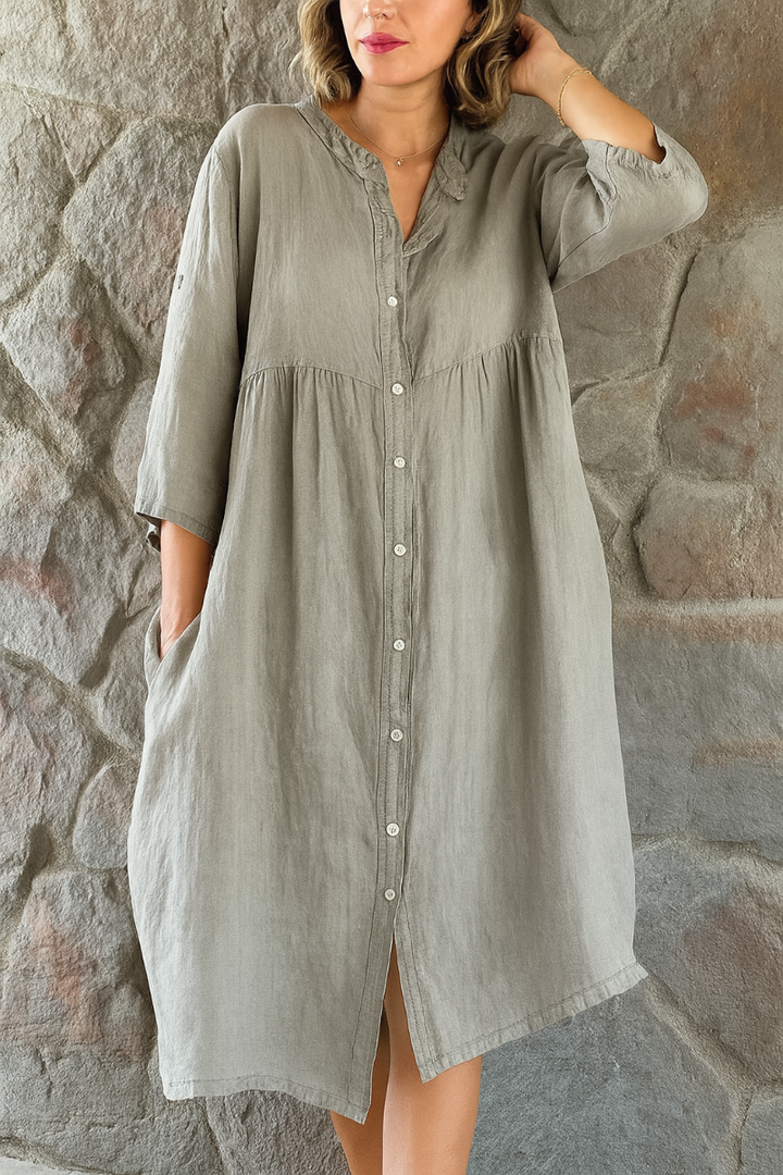 Lässiges Hemdkleid aus Baumwollleinen