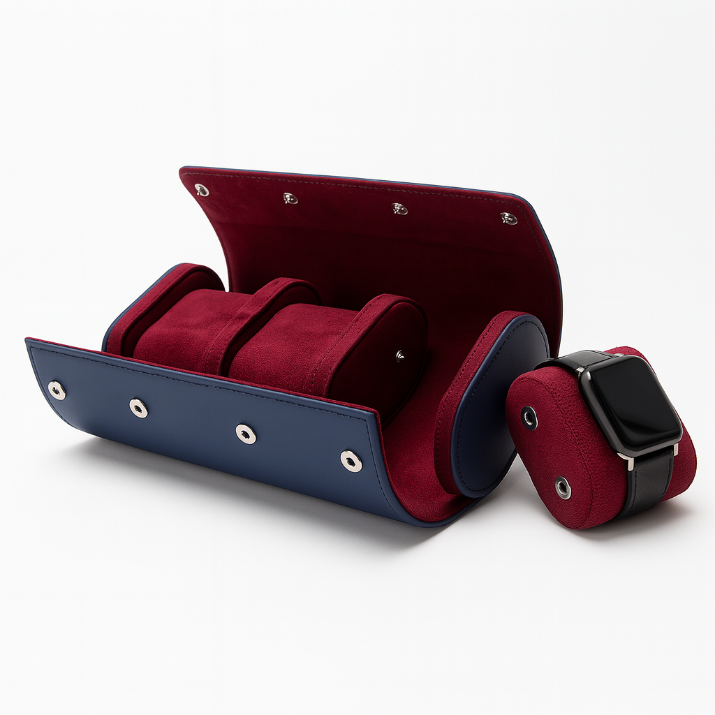 Organizer mit drei Fächern und Druckknopfverschluss für Uhren