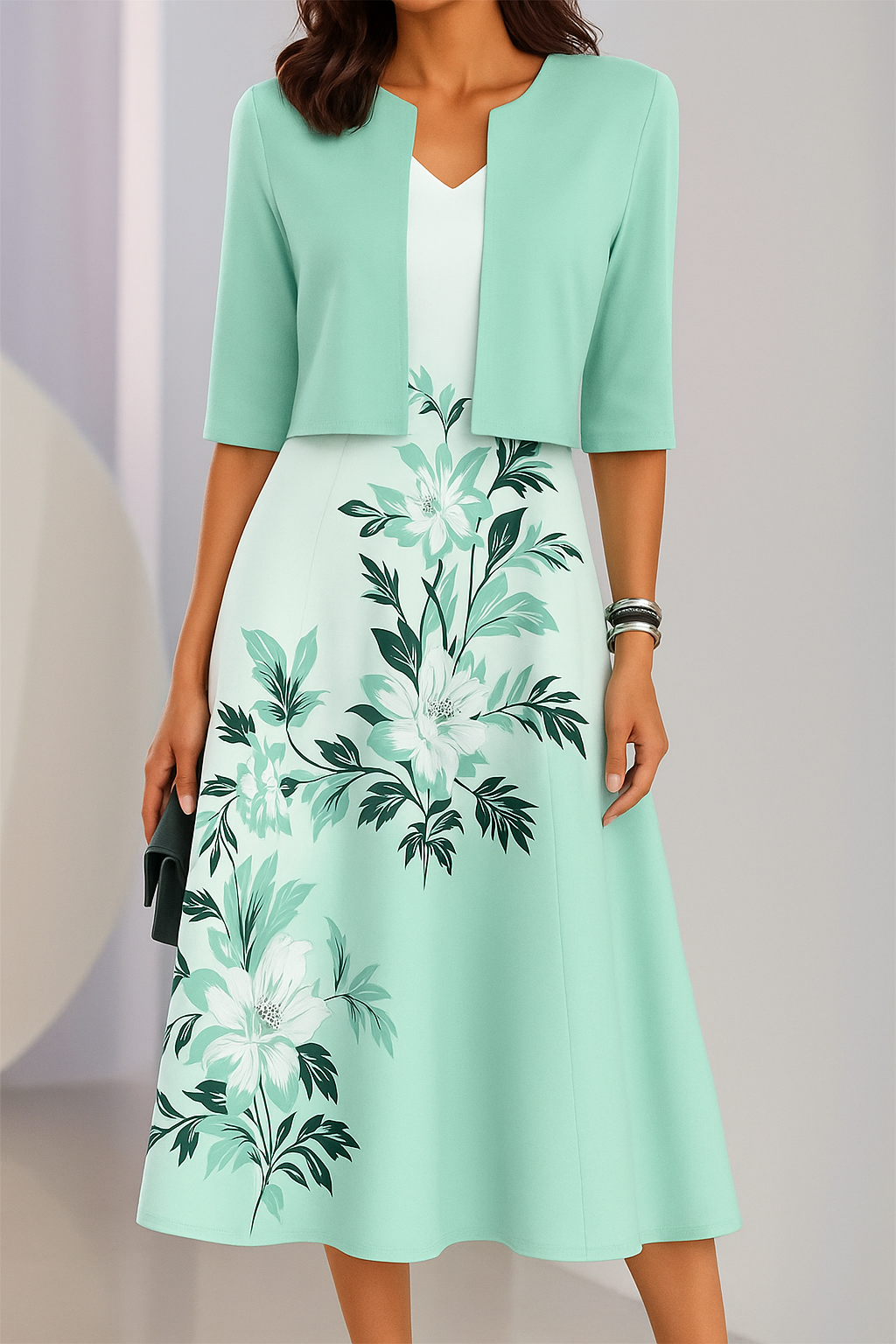 Elegantes Maxikleid mit Rüschenärmeln und Taillengürtel