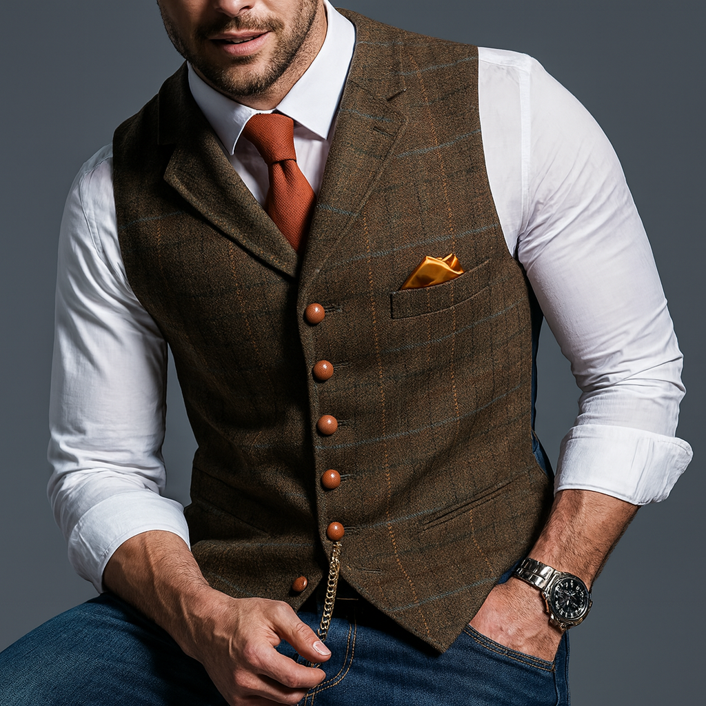 Klassische formelle Weste mit Revers und Knopfverschluss
