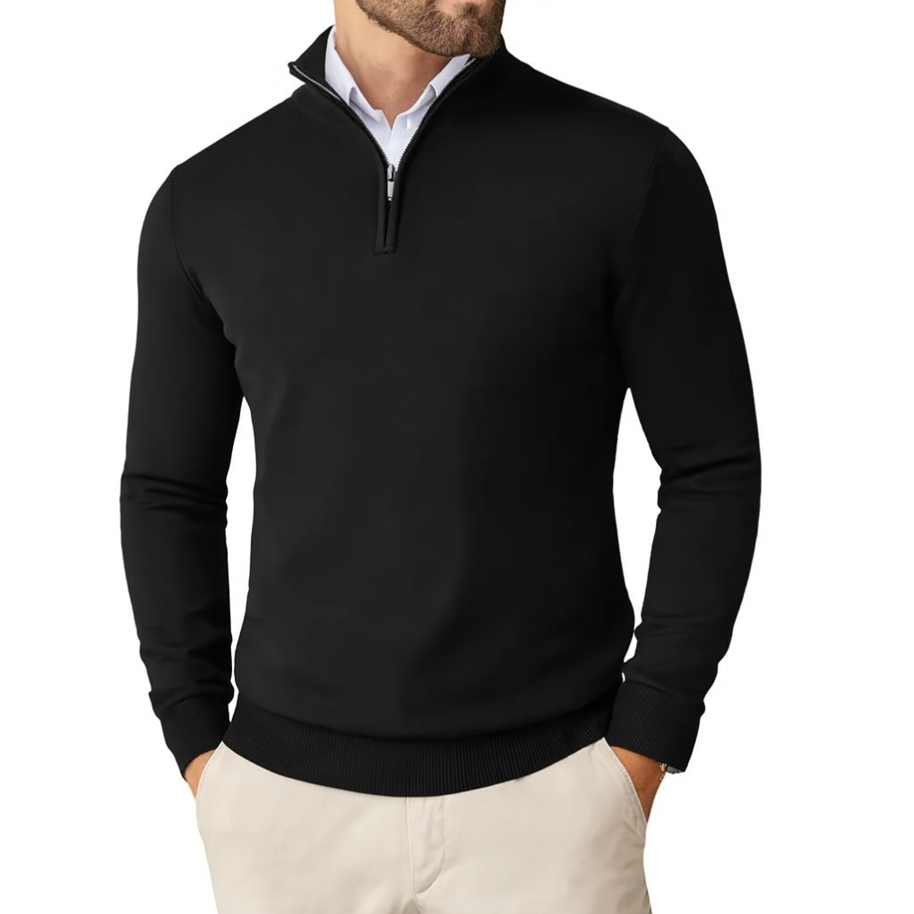 Herren-Strickpullover aus Baumwolle mit Reißverschlusskragen