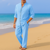 Herren Vintage Pulloverhemd aus Baumwoll-Leinen-Mischgewebe