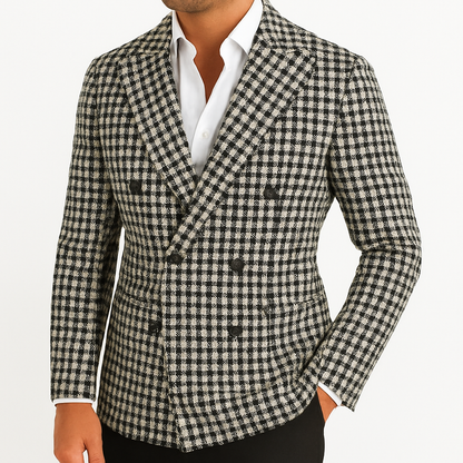 Karierter zweireihiger Herrenblazer