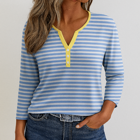 Lässiges T-Shirt mit V-Ausschnitt für Damen