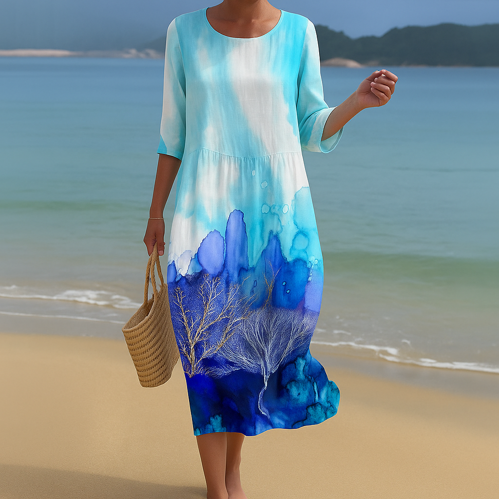 Fließendes und leichtes, elegantes Midikleid für Damen