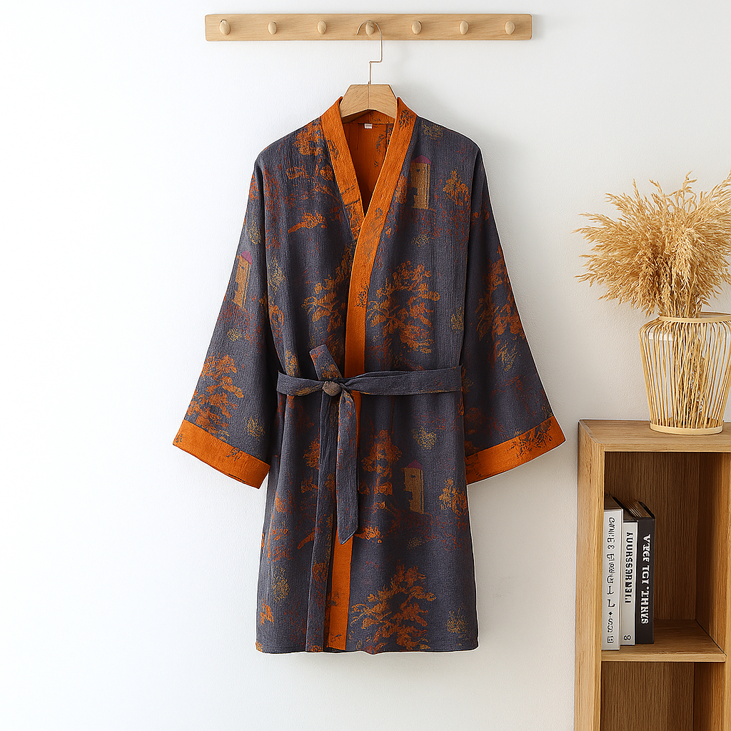 Leichter Kimono-Bademantel aus Baumwolle für Herren