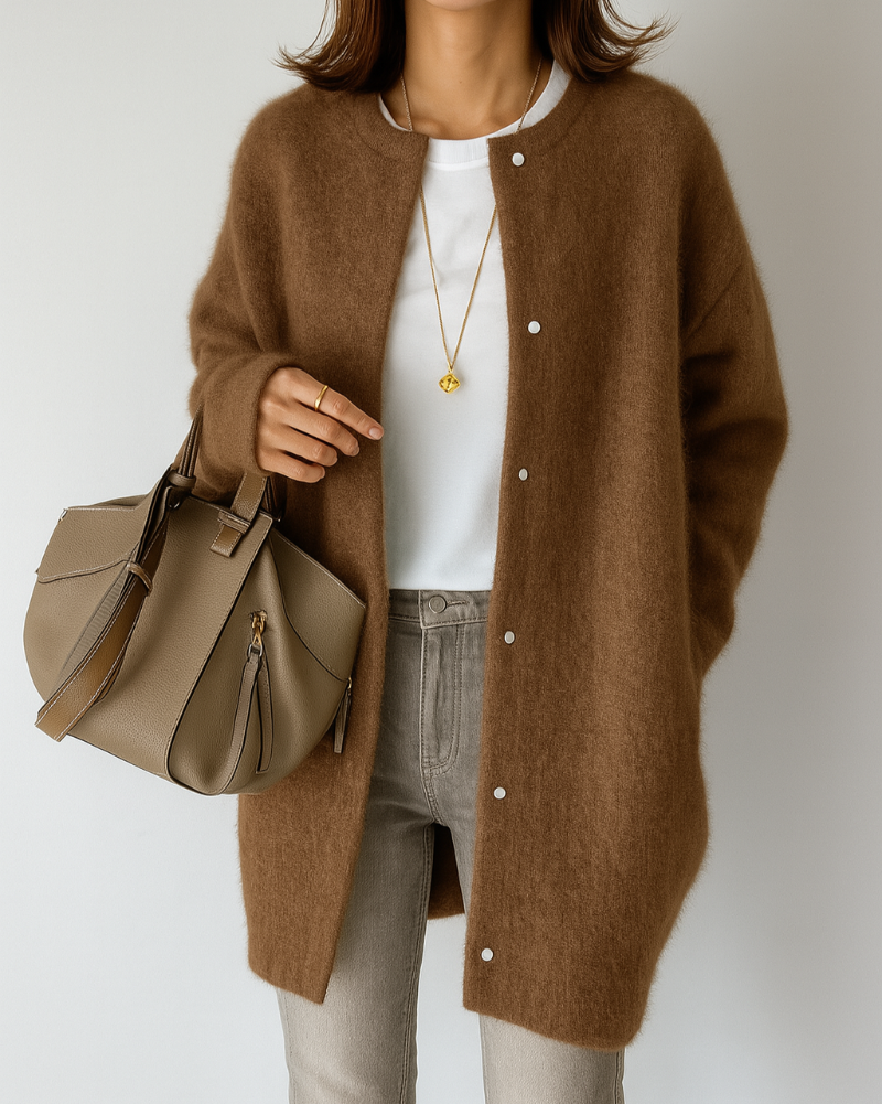 Kuschelige, minimalistische, weiche Strickjacke für Damen