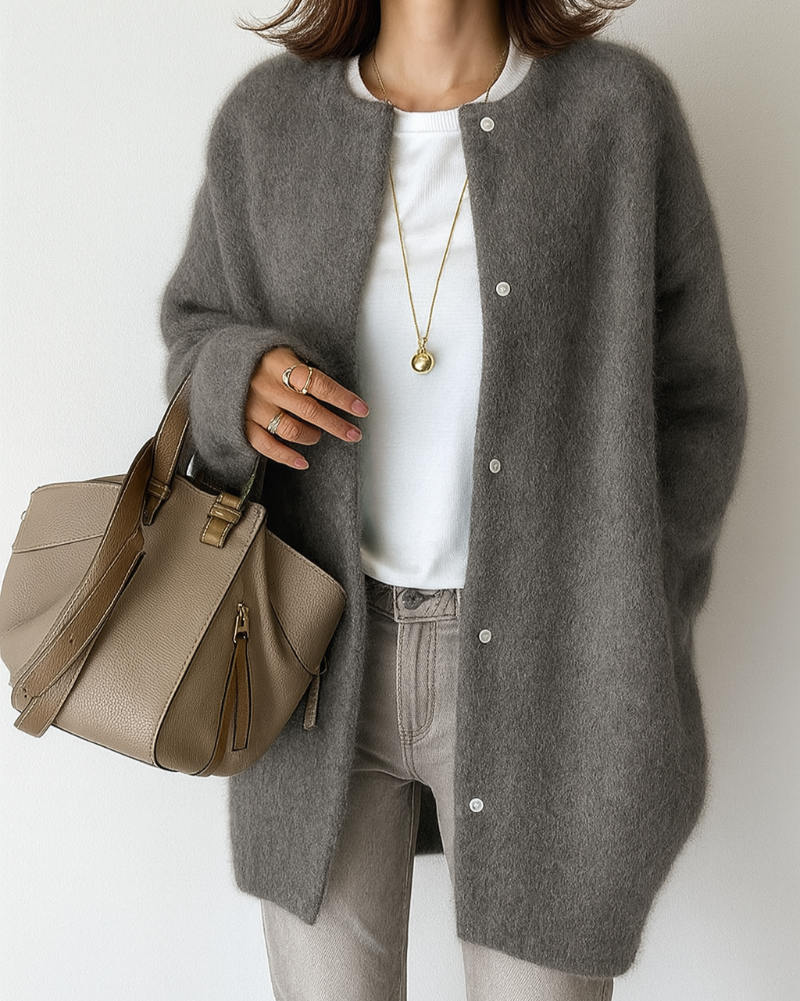 Kuschelige, minimalistische, weiche Strickjacke für Damen