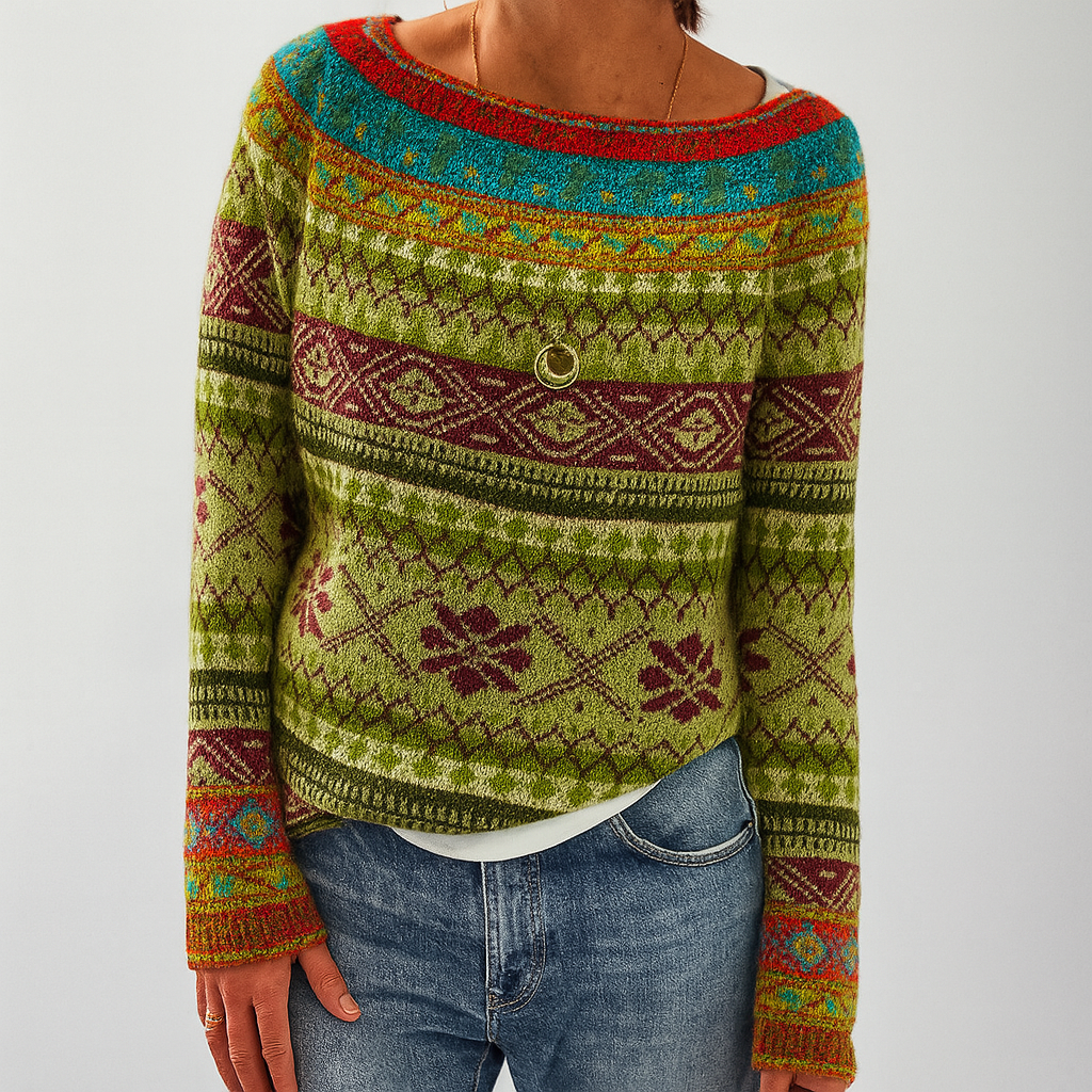 Retro-Zopfmusterpullover für Damen