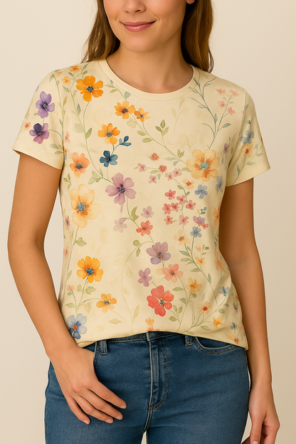 Vintage Floral T-Shirt Luftiger Komfort mit einem Retro-Twist