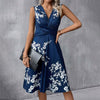A-Linien-Sommerkleid mit Blumenmuster und femininer V-Ausschnitt
