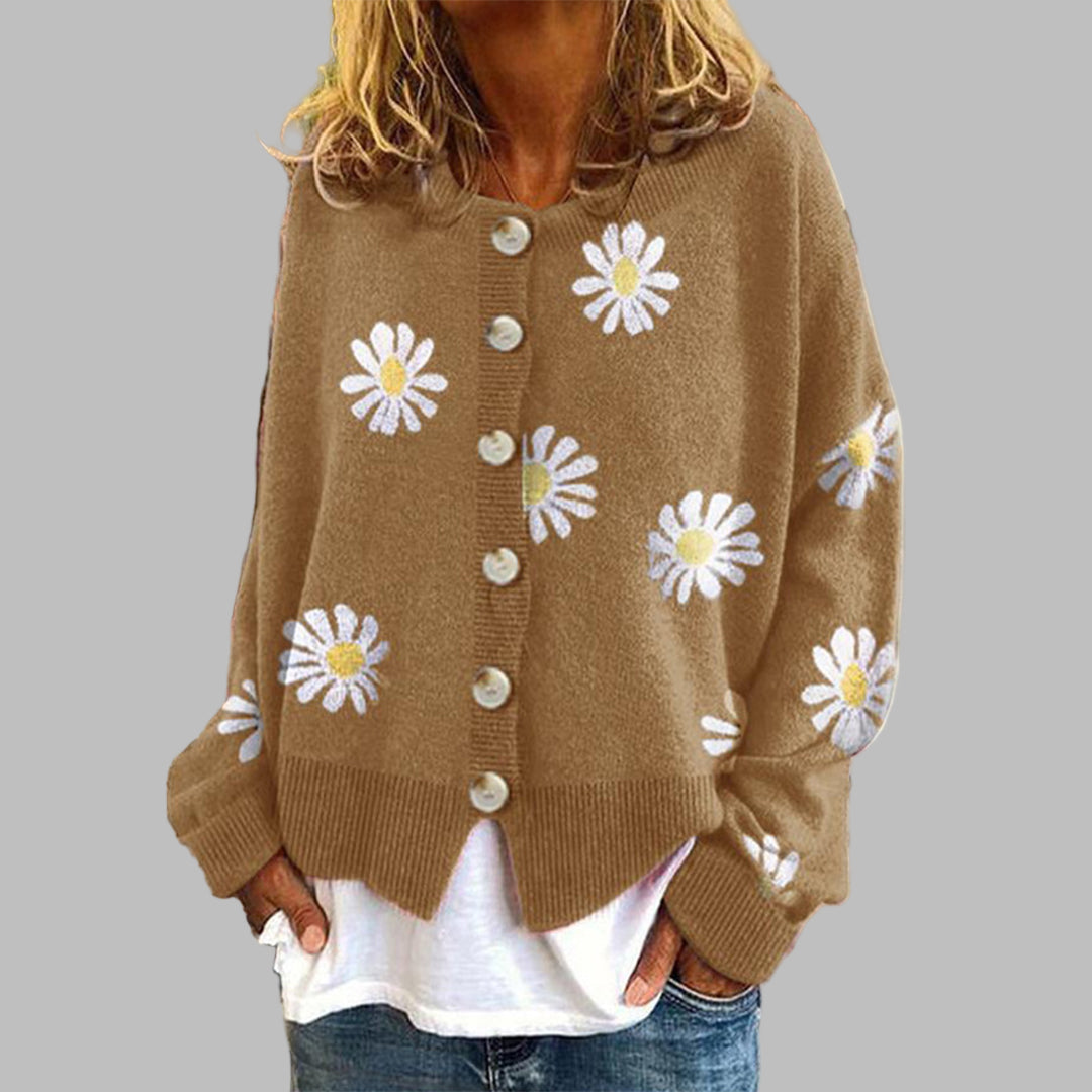 Blumen-Strickpullover für Damen