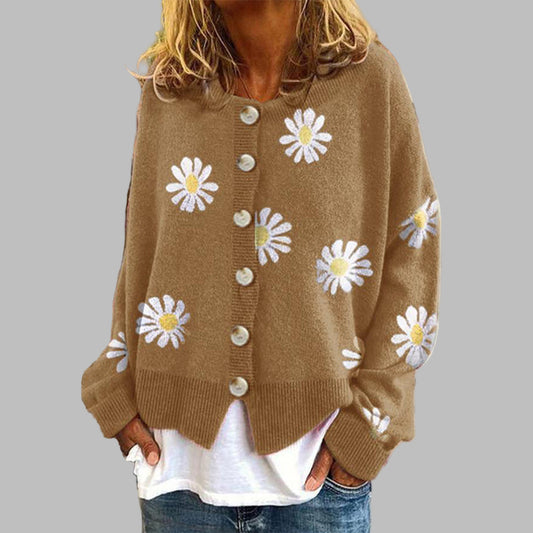 Blumen-Strickpullover für Damen