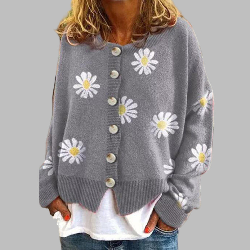 Blumen-Strickpullover für Damen
