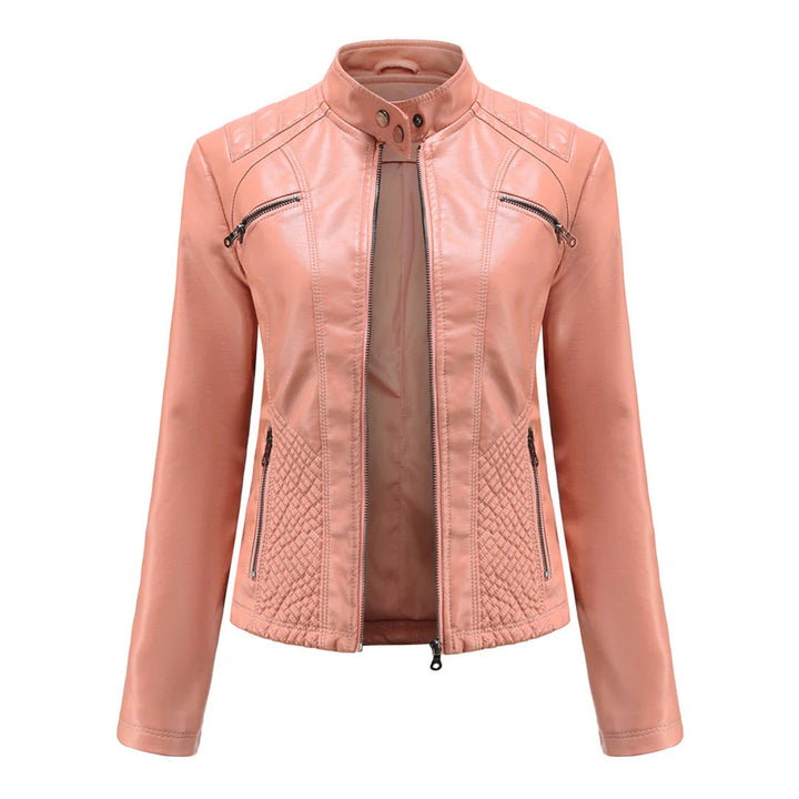 Stylische Kunstleder Damenjacke