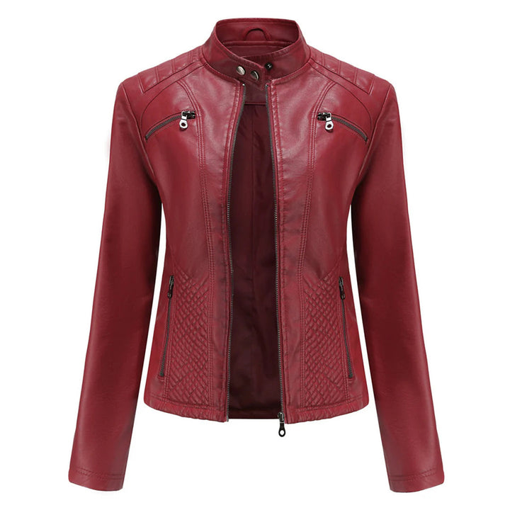 Stylische Kunstleder Damenjacke