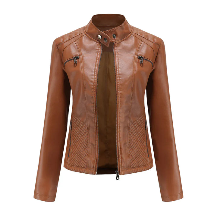 Stylische Damenjacke aus Kunstleder im klassischen Biker-Design