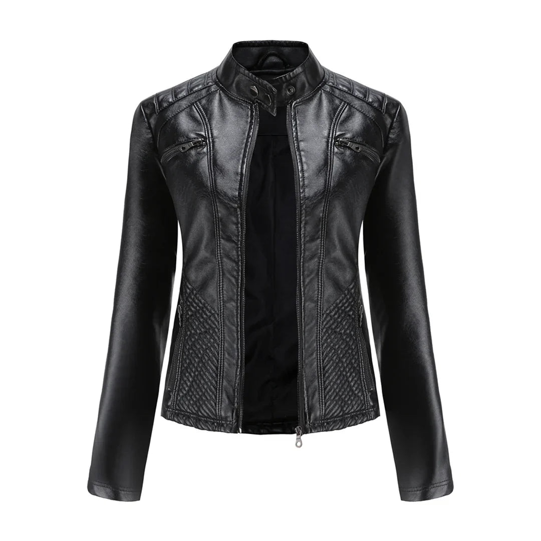 Stilvolle Damen-Lederjacke im Biker-Stil