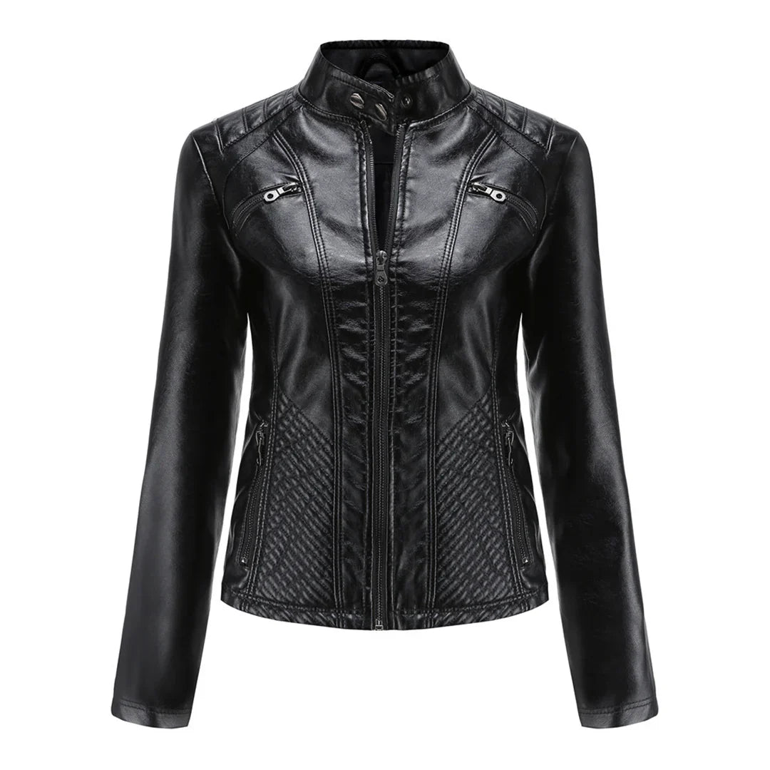 Stilvolle Damen-Lederjacke im Biker-Stil