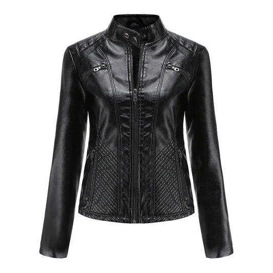 Stilvolle Damen-Lederjacke im Biker-Stil