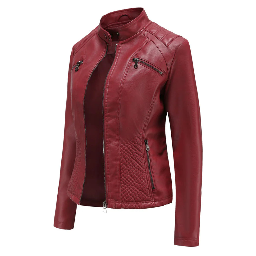 Stilvolle Damen-Lederjacke im Biker-Stil