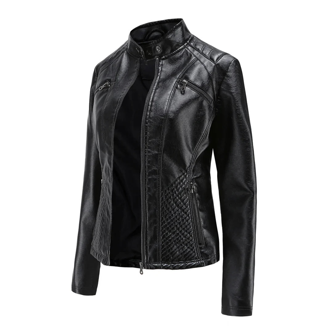 Stilvolle Damen-Lederjacke im Biker-Stil