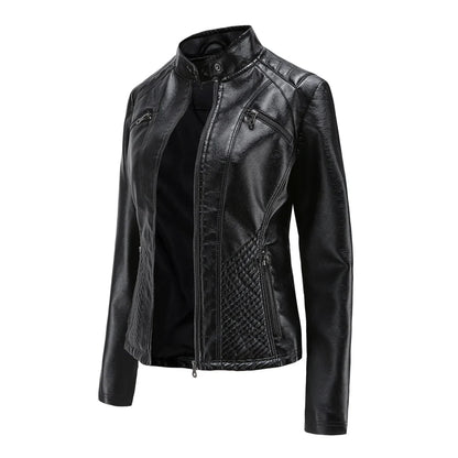 Stilvolle Damen-Lederjacke im Biker-Stil