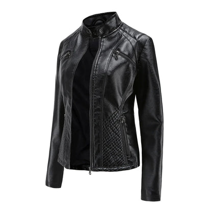 Stylische Damenjacke aus Kunstleder im klassischen Biker-Design