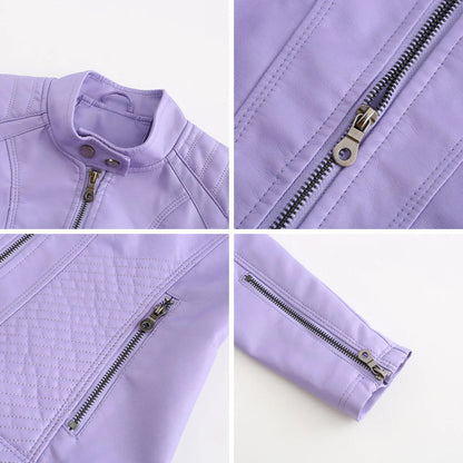 Stylische Kunstleder Damenjacke