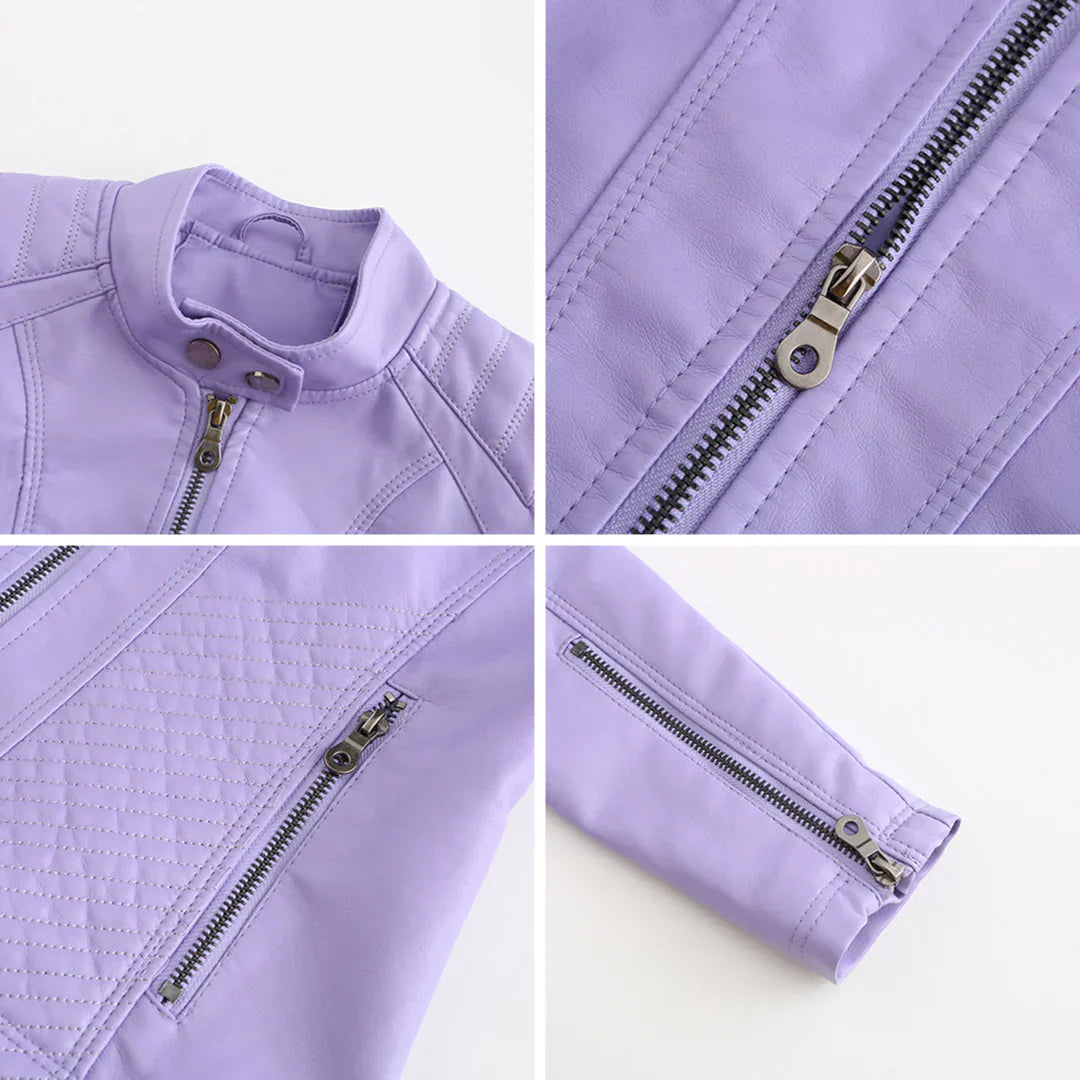 Stylische Damenjacke aus Kunstleder im klassischen Biker-Design