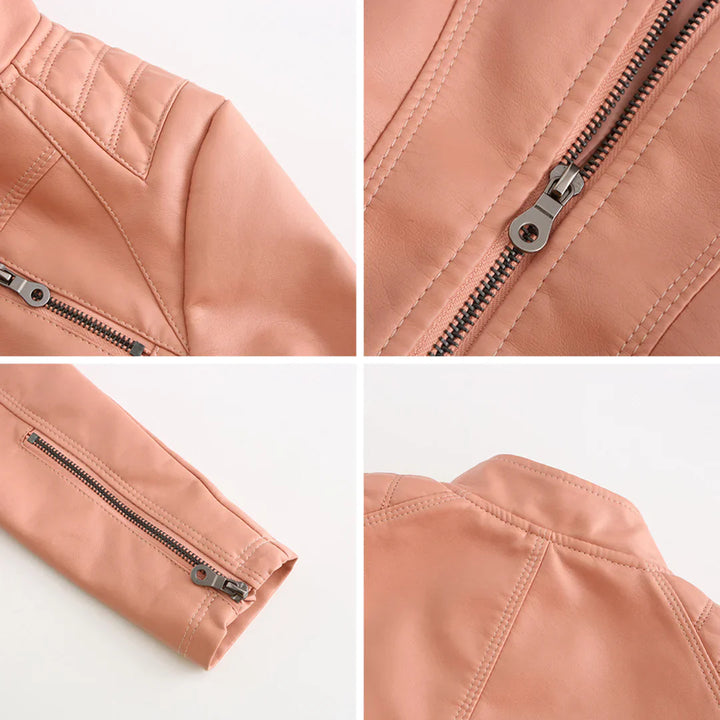Stylische Damenjacke aus Kunstleder im klassischen Biker-Design