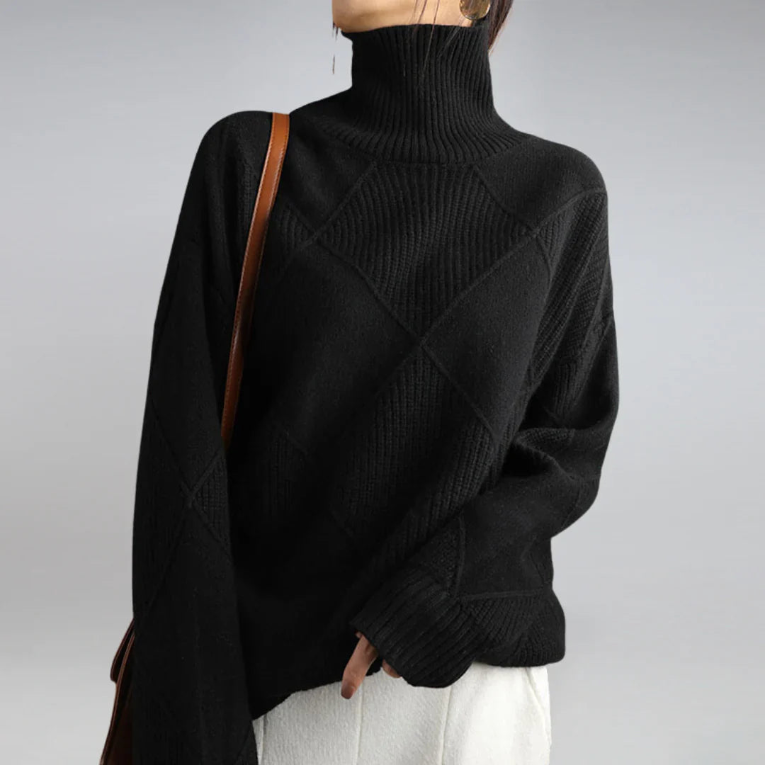 Klassischer Damen-Rollkragenpullover aus 100 % Wolle