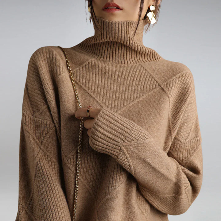 Klassischer Damen-Rollkragenpullover aus 100 % Wolle