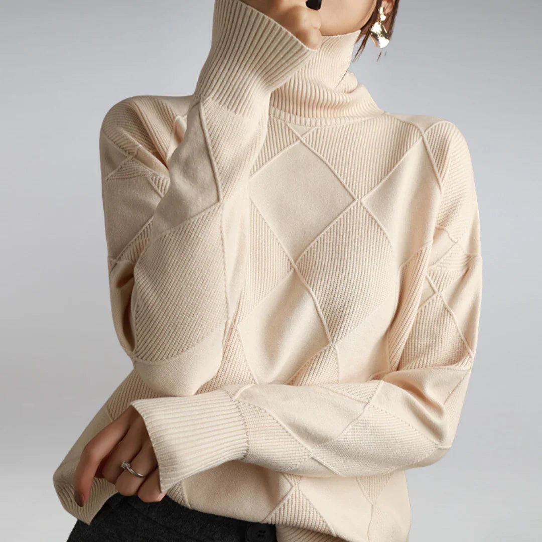 Klassischer Damen-Rollkragenpullover aus 100 % Wolle