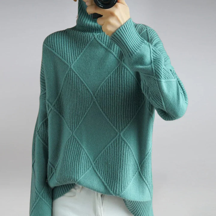 Klassischer Damen-Rollkragenpullover aus 100 % Wolle