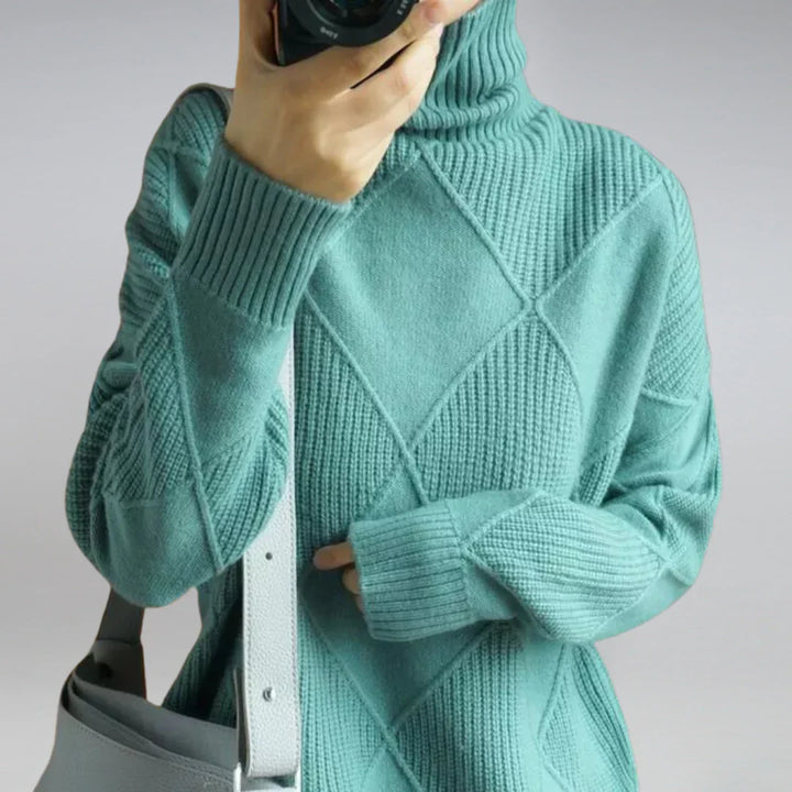 Klassischer Damen-Rollkragenpullover aus 100 % Wolle