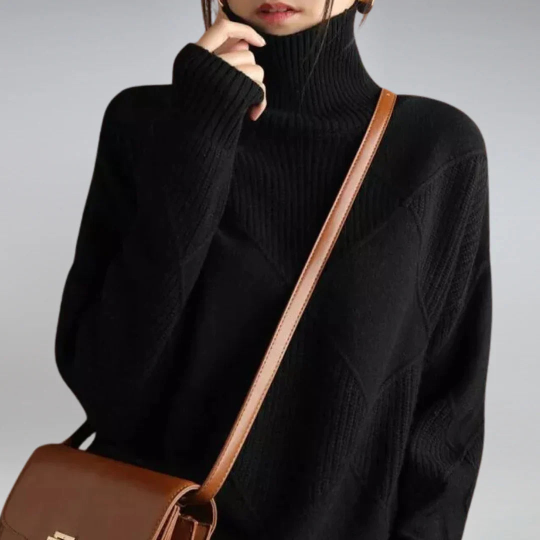 Klassischer Damen-Rollkragenpullover aus 100 % Wolle
