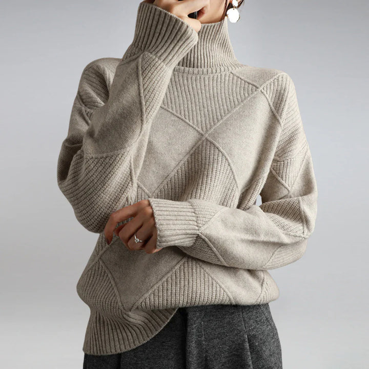 Klassischer Damen-Rollkragenpullover aus 100 % Wolle