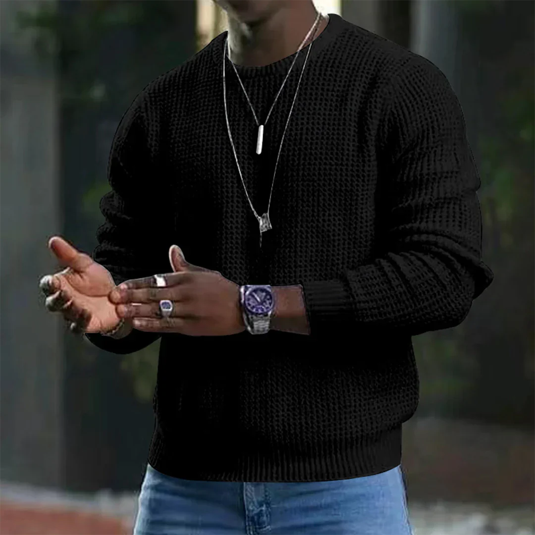 Bequemer Waffelstrickpullover für Herren