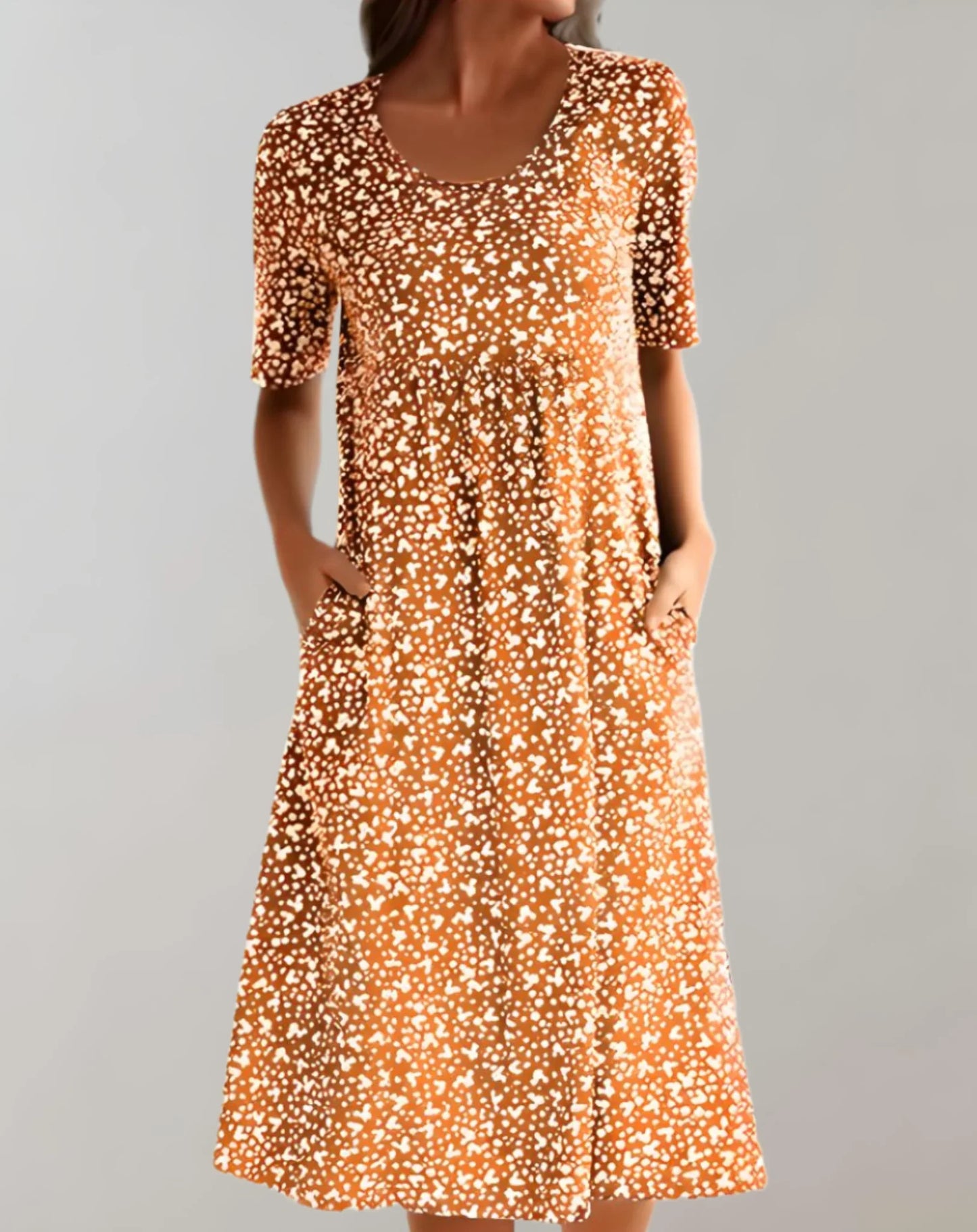 Leichtes Freizeitkleid mit V-Ausschnitt für Damen