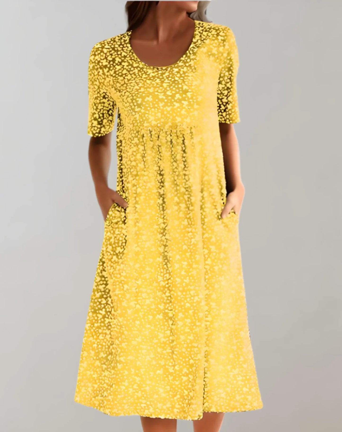 Leichtes Freizeitkleid mit V-Ausschnitt für Damen