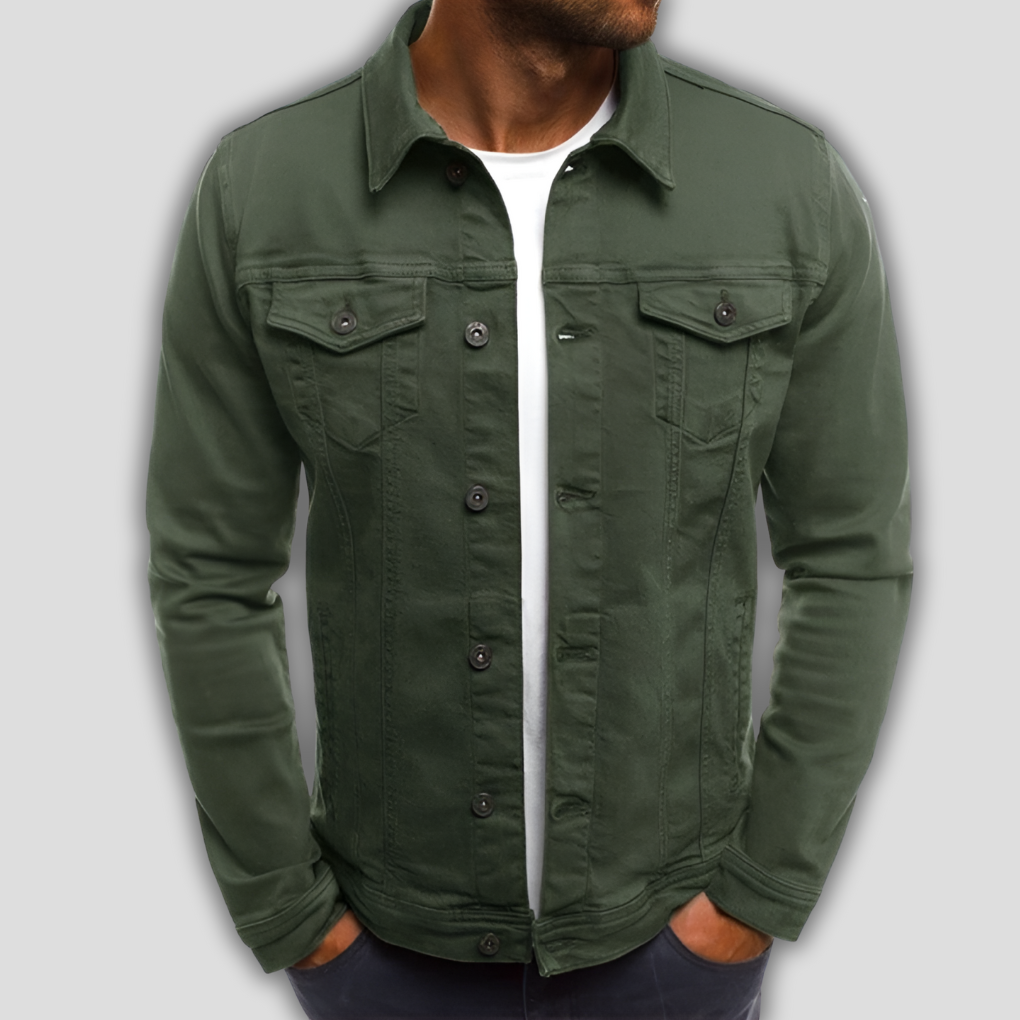 Lässige, einfarbige Jeansjacke für Herren