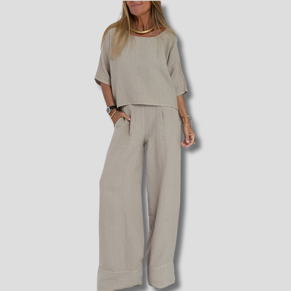 Zweiteiliges Set aus Leinenmischung im Relaxed Fit für Damen
