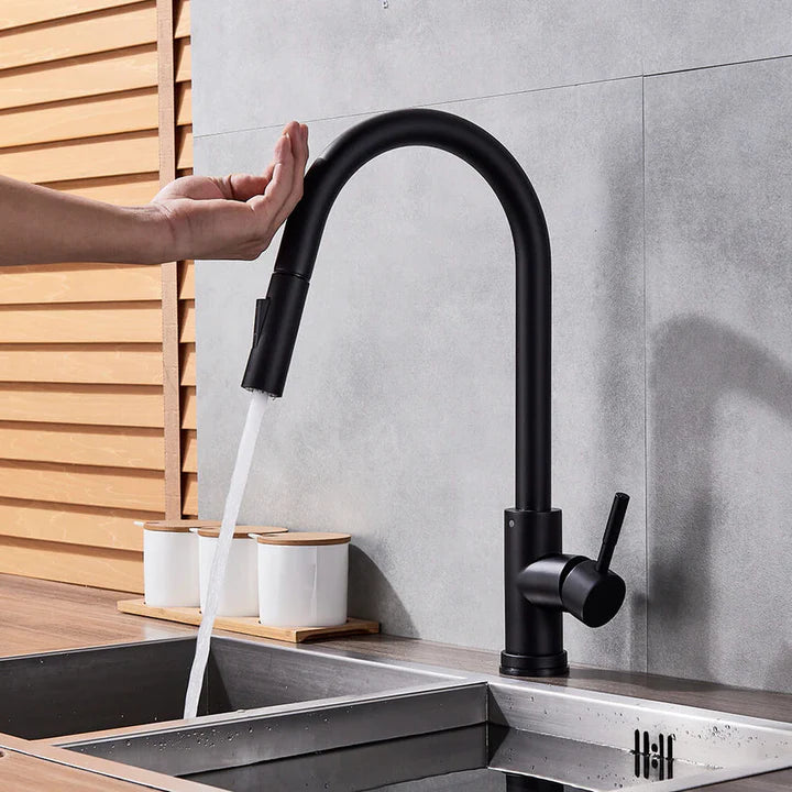 Touchless kitchen faucet with motion sensor